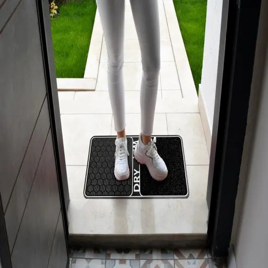 Wet & Dry Shoe Cleaning 18 in. x 32 in. Rectangular Door Mat Silver {2}