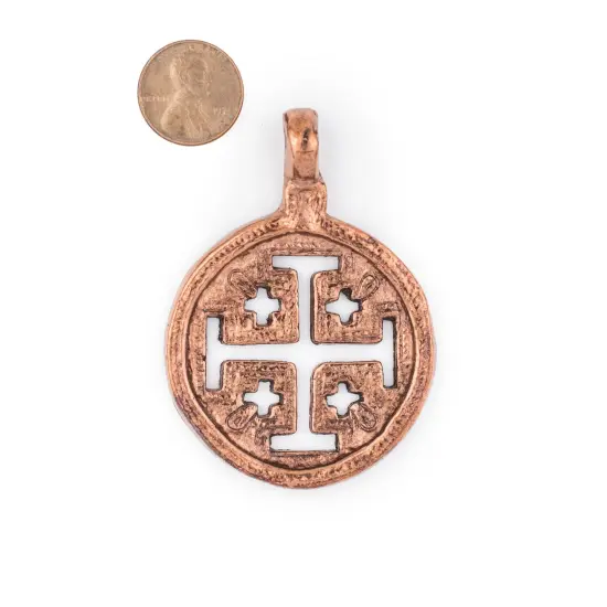 The Bead Chest Jerusalem Ethiopian Copper Cross Pendant (70x50mm) {2}