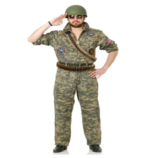 Adult Men's Top Gun Digital Camouflage Fighter Pilot Jumpsuit Costume {1}