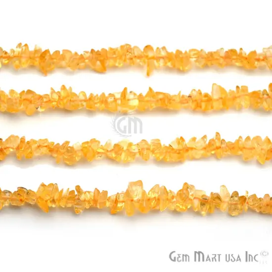 Citrine Chip Beads, 34 Inch, Natural Chip Strands, Drilled Strung Nugget Beads, 3-7mm, Polished, GemMartUSA (CHCI-70001) {3}