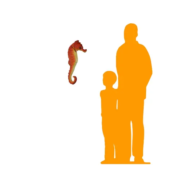 Small Red Seahorse Statue {2}