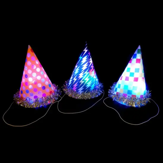 Flashing Party Hat | Assorted Designs 8 inches tall by 7 inches wide | RAHEEV&reg; {2}