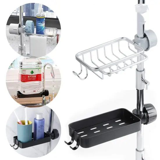 Kitcheniva Hanging Faucet Drain Rack Organizer Aluminum silver {2}