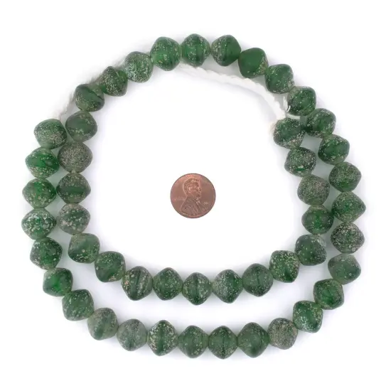 The Bead Chest Green Ancient Style Bicone Java Glass Beads (15mm) {2}