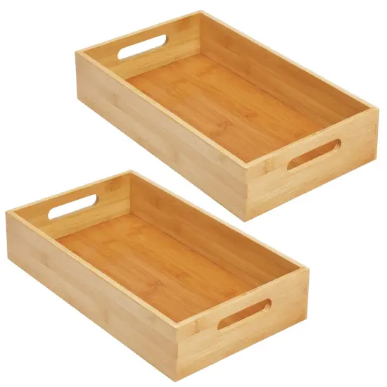 mDesign Bamboo Office Organizer Container Bin with Handles {4}