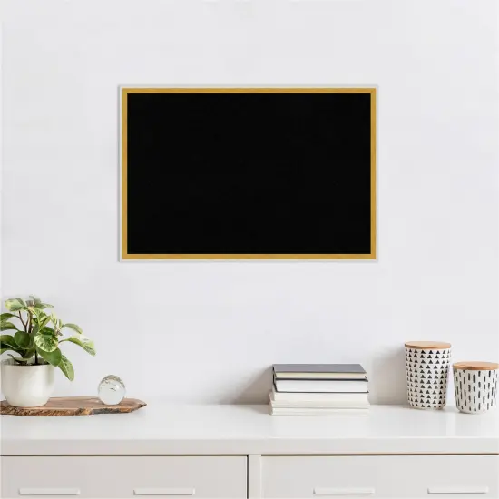 Paige Wood Framed Corkboard, Black Cork Paige White Gold {5}