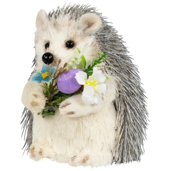 Northlight Hedgehog Floral Easter Figurine - 5" - Cream and Gray {6}