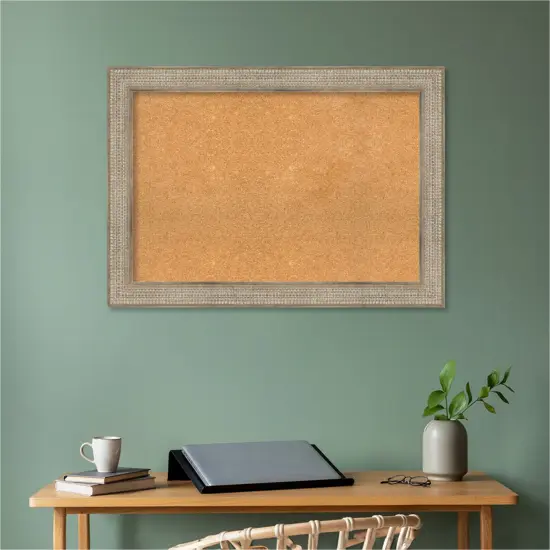 Trellis Wood Framed Corkboard, Natural Cork Trellis Silver {5}