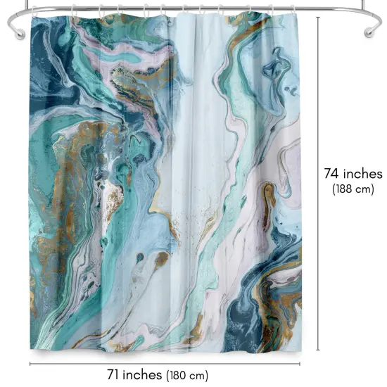 Americanflat 71" x 74" Shower Curtain, Marble Petroleum Ii by PI Creative Art {2}