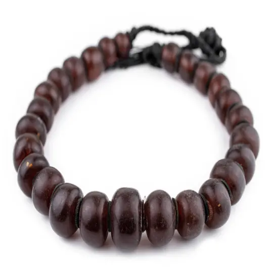 The Bead Chest Translucent Burgundy Amber Resin Beads Graduated 25mm Morocco African Brown Round Large Hole 22 Inch Strand Handmade {3}