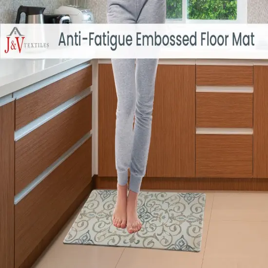 20"x39" Anti-Fatigue Embossed Floor Mat (RUSTIC MEDALLION) Cream {4}