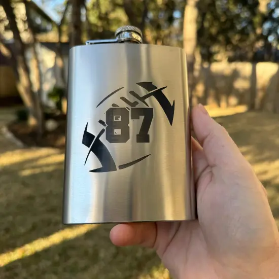 8oz Football 87 Flask Stainless Steel {2}