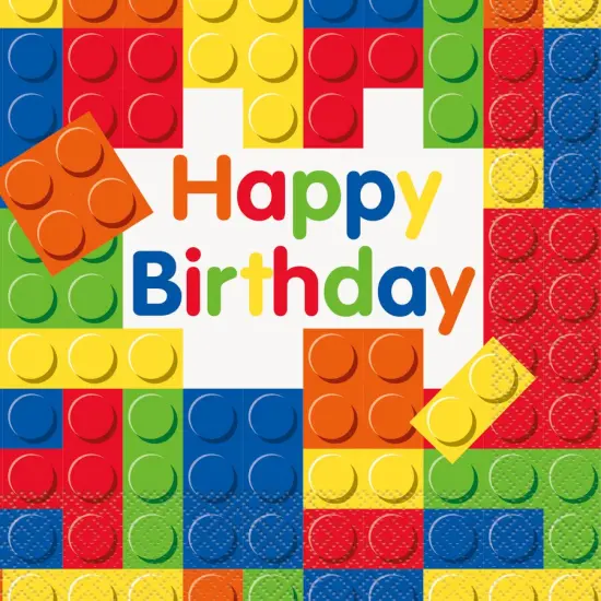 Building Blocks Birthday Luncheon Napkins, 16ct {1}