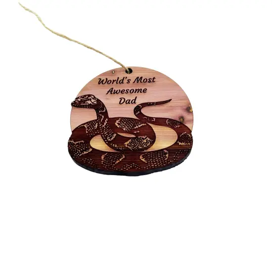 Worlds Most Awesome Dad Snake - Cedar Ornament {3}