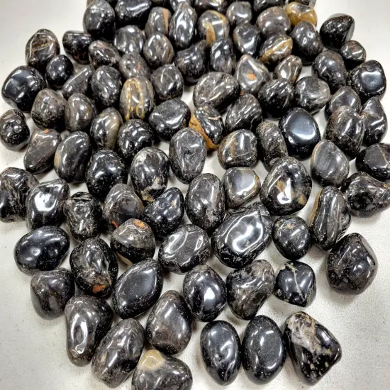 Tumbled Black Onyx Stones Bulk - Size Medium 1" to 2" {5}