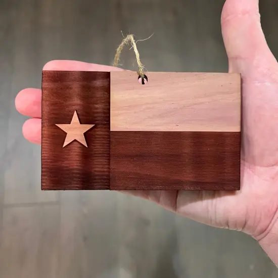 Texas Flag Lone Star - Cedar Ornament {3}