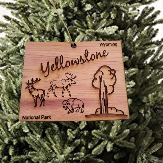Yellowstone National Park WY - Cedar Ornament {2}