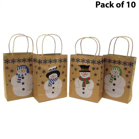 Paper Snowman Gift Bags 9 inches tall and 6 1/2 inches wide with handle | Charming snowman gift bags | RAHEEV&reg; {1}