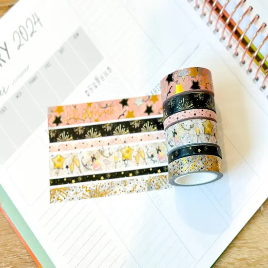 New Years Eve NYE Celebration Anniversary Birthday Celebrate Washi Tape Set January 2024 - W100 {3}