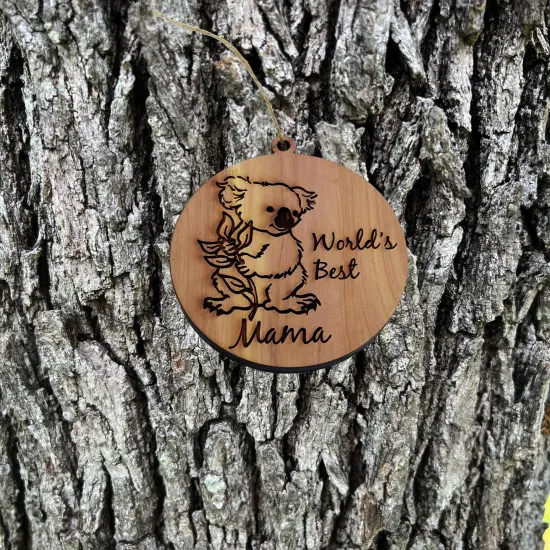 Koala Worlds Best Mama - Cedar Ornament {3}