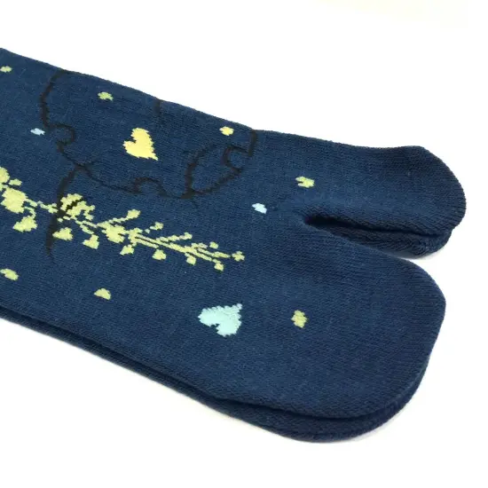 Wrapables Tabi Flip-Flop Socks (Set of 3), Romantic Floral, Pink Black, Blue {5}