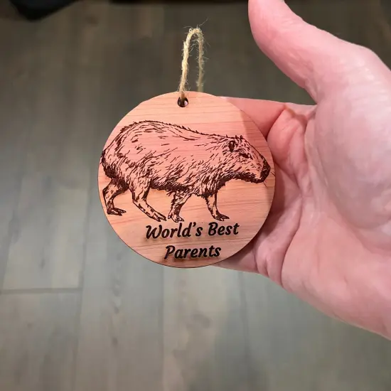 Worlds Best Parents Capybara - Cedar Ornament {4}