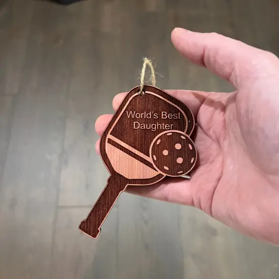 Worlds Best Daughter Pickleball - Cedar Ornament {4}