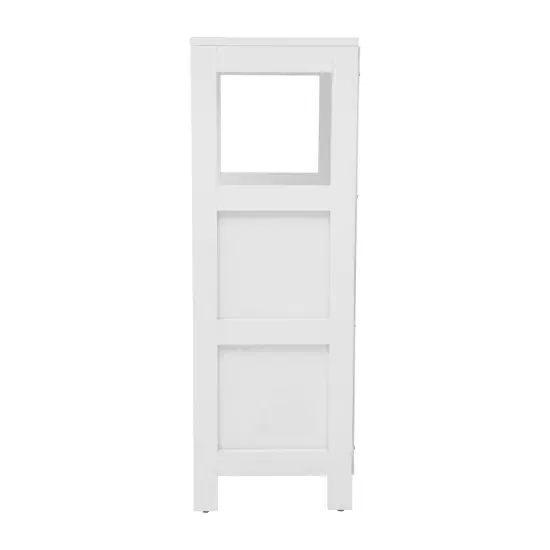 Merrick Lane Delilah 2 Drawer Bathroom Storage Cabinet Organizer with Open Display Shelf White {5}