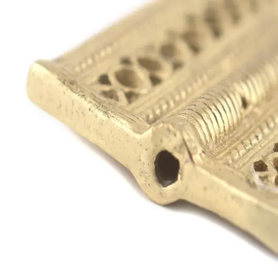 The Bead Chest Matte Brass Lattice Rectangular Baule Bead 45x36mm Ivory Coast African Flat Large Hole 45 x 36mm Handmade {4}