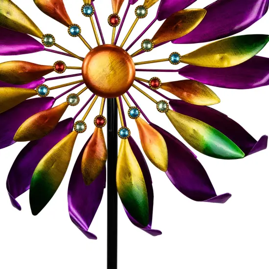Northlight Mardi Gras Flower Outdoor Pinwheel Garden Stake - 4.5' Purple {7}