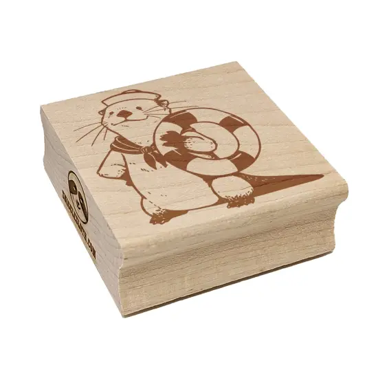 Sailor Sea Otter with Life Preserver Square Rubber Stamp for Stamping Crafting {1}