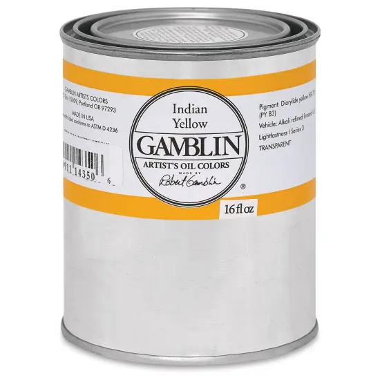 Gamblin Artist's Oil Color - India Yellow, 16 oz Can {2}
