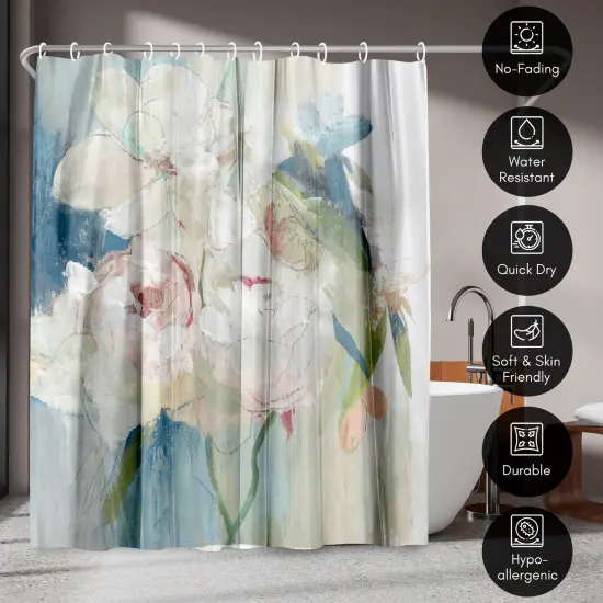 Americanflat 71" x 74" Shower Curtain, Blissful Peony I by PI Creative Art {4}