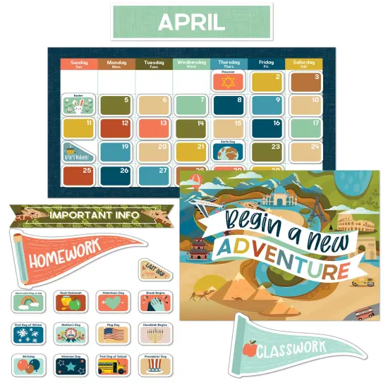 Carson Dellosa Let's Explore 123 pc Set Calendar, Classroom and Monthly Headers, Birthdays, Holidays, Number Cover Ups, Motivational Poster, and More for Bulletin Board and Wall Decor {1}