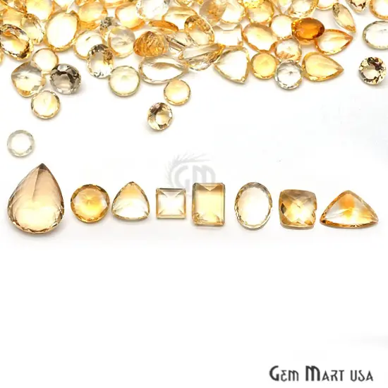 Citrine Gemstone, 100% Natural Faceted Loose Gems, November Birthstone, 10-20mm, 100 Carats, GemMartUSA (CI-60010) {1}