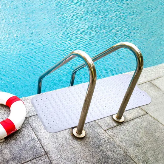 Bath Tub Mat Non-Slip Shower Mat BPA-Free Massage Anti-Bacterial with Suction Cups Washable White {3}