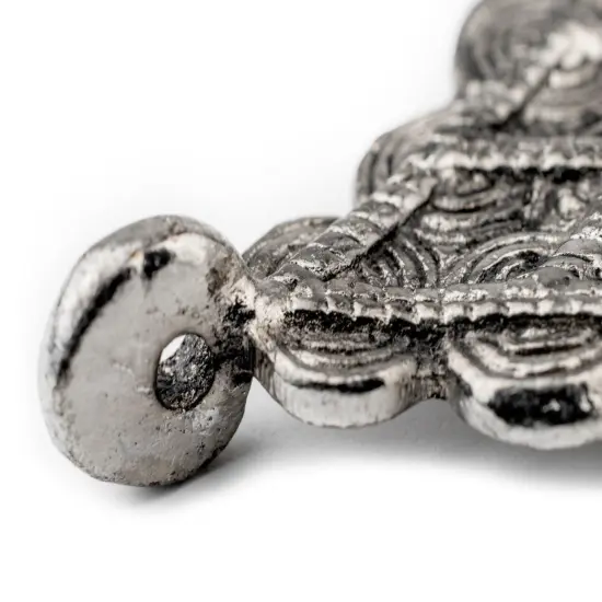 The Bead Chest Silver Baule Pyramid Pendant (67x48mm): African Tribal Metal Pendant for DIY Jewelry and Necklace {4}