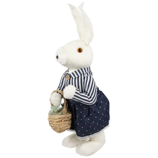 Northlight Standing Girl Bunny with Basket Easter Figure - 19" - Navy Blue White {5}