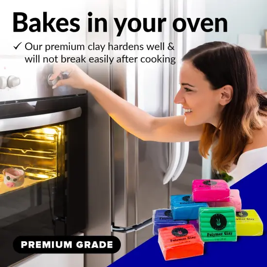 Oven Bake Polymer Clay Set 48 Colors Modeling Clay Sculpting and Starter Bake Clay Kit Baking and Colored Professional Molding Bulk Packs for Making Jewelry, Beads, Earrings, Molds & More {4}