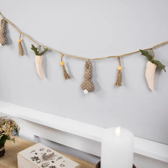 Northlight Carrots and Bunnies Plush Easter Garland - 4' Brown {3}