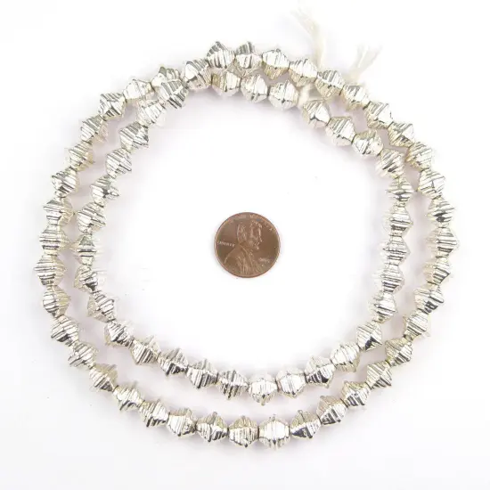 The Bead Chest Striped Silver Bicone Beads {2}