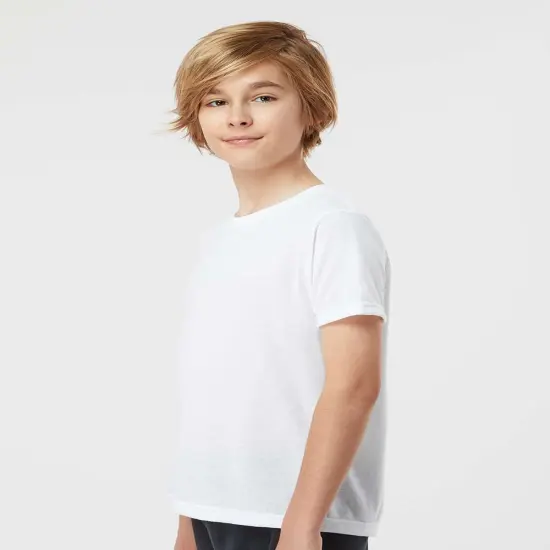 Tultex&reg; Crewneck Short Sleeve Youth Poly-Rich T-Shirt Heather purple {3}