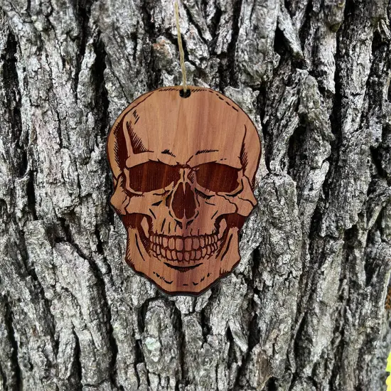 Skull - Cedar Ornament {1}