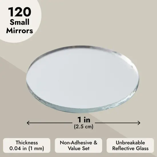 120 Pack Small Round Mirrors for Crafts, 1 Inch Glass Tile Circles {4}