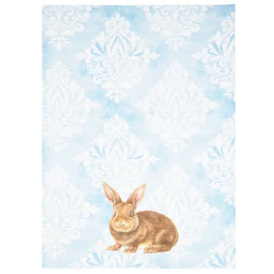 Damask Blue Easter Bunny Rabbit Cotton Kitchen Dishtowel {4}