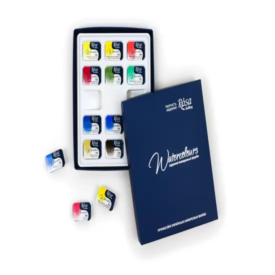 Set of watercolor paints "Classic", 12 colors, cuvette, cardboard, ROSA Gallery {4}