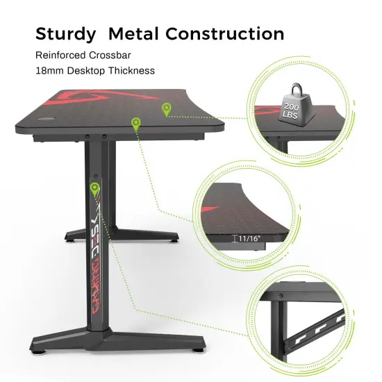 Eureka Ergonomic 47x23 Curved Shaped Gaming Desk {5}