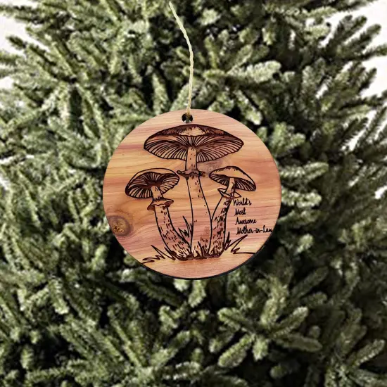 Toadstool Worlds Most Awesome Mother-in-Law - Cedar Ornament {2}