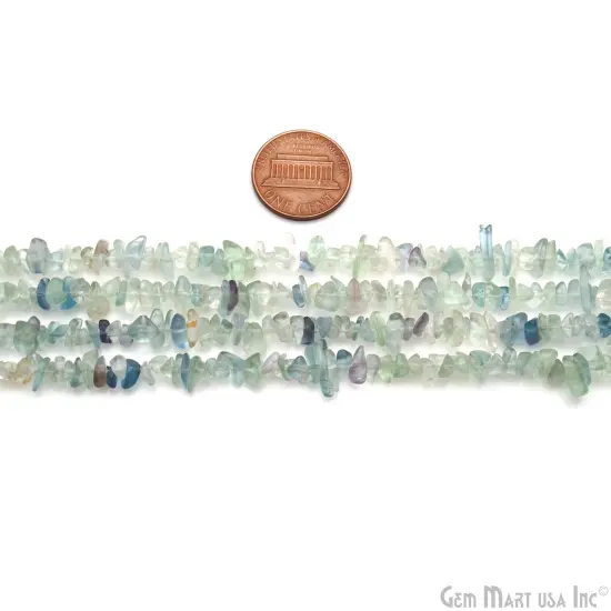 Fluorite Chip Beads, 34 Inch, Natural Chip Strands, Drilled Strung Nugget Beads, 3-7mm, Polished, GemMartUSA (CHFL-70001) {2}