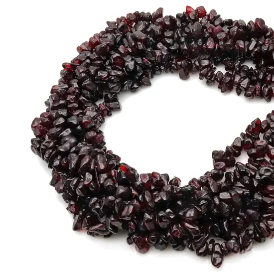 Garnet Chip Beads, 34 Inch, Natural Chip Strands, Drilled Strung Nugget Beads, 7-10mm, Polished, GemMartUSA (CHGT-70004) {4}